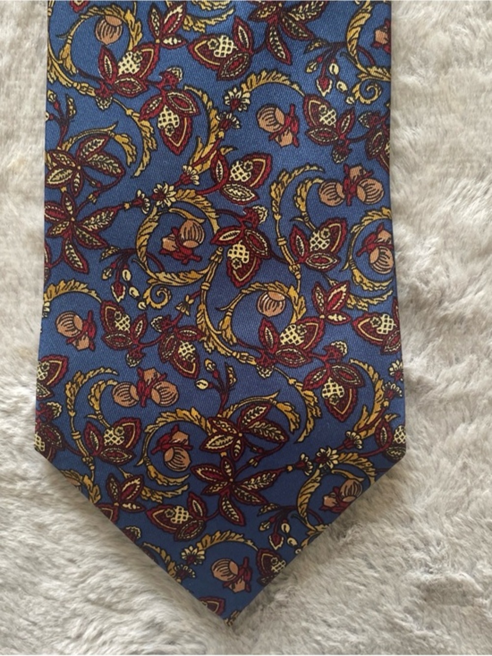 Nina Ricci Blue Tie with Gold and Burgundy Paisley